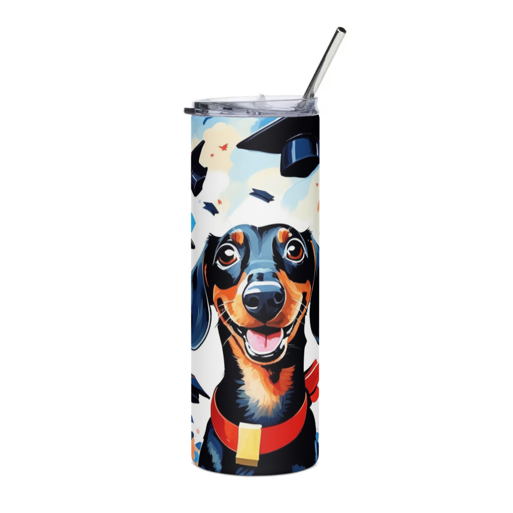 PugMug Custom Black Dachshund Stainless Steel Tumbler