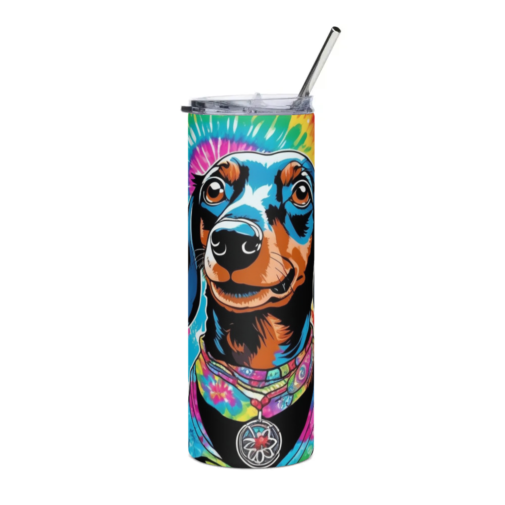 PugMug Custom Black Dachshund Stainless Steel Tumbler