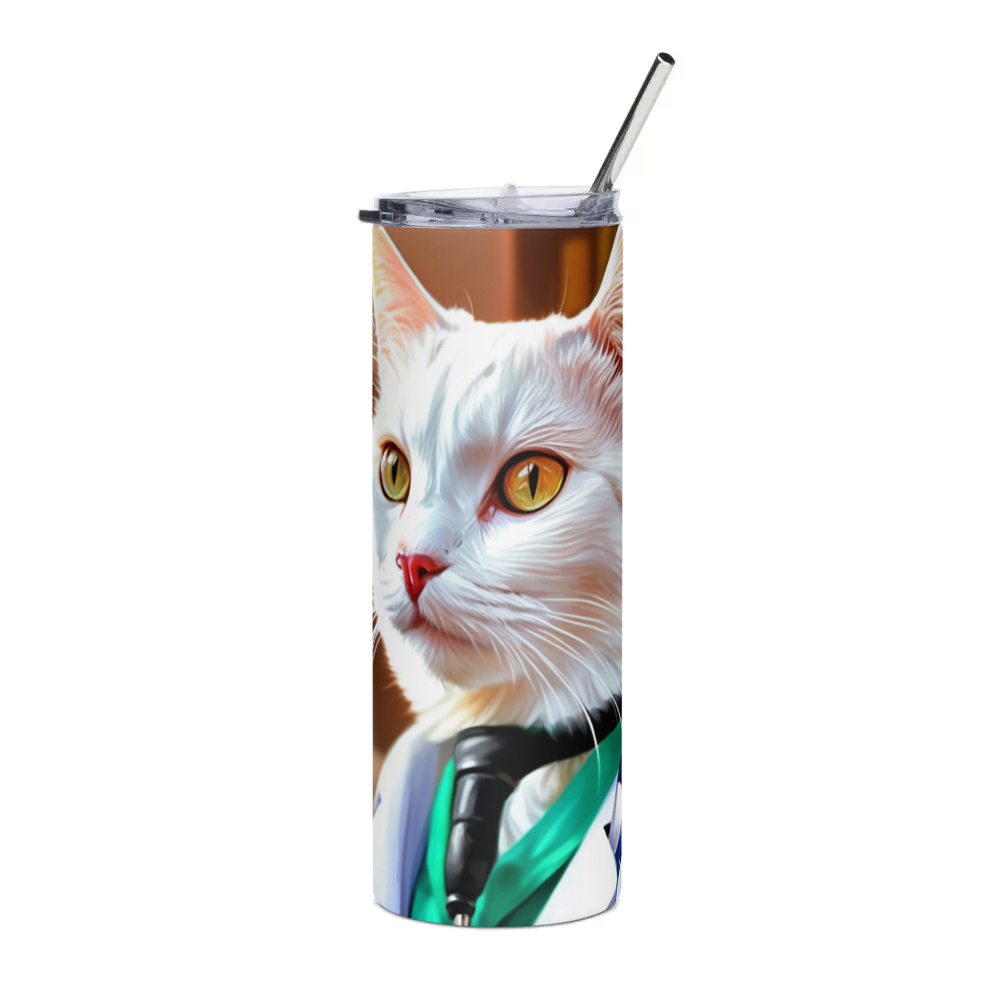 PugMug Custom White Companion Cat Stainless Steel Tumbler