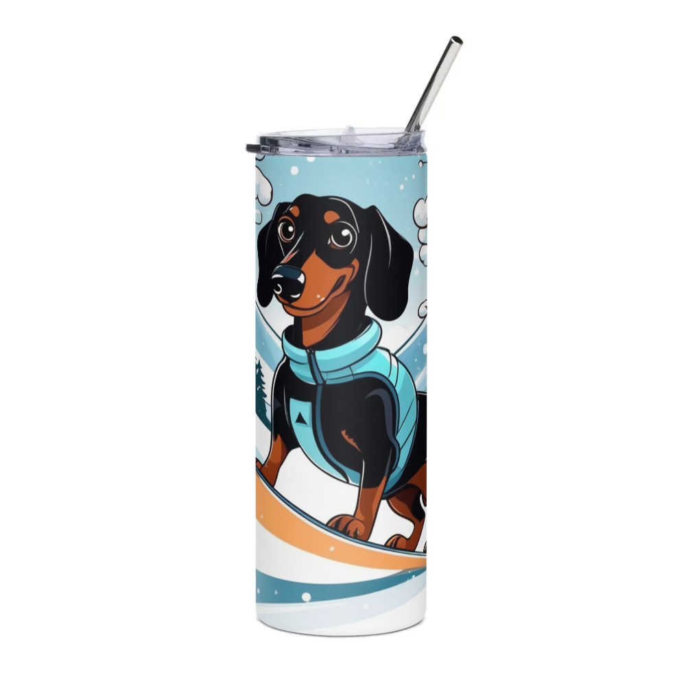 PugMug Custom Black Dachshund Stainless Steel Tumbler