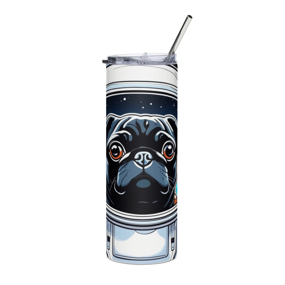 PugMug Custom Black Pug Stainless Steel Tumbler