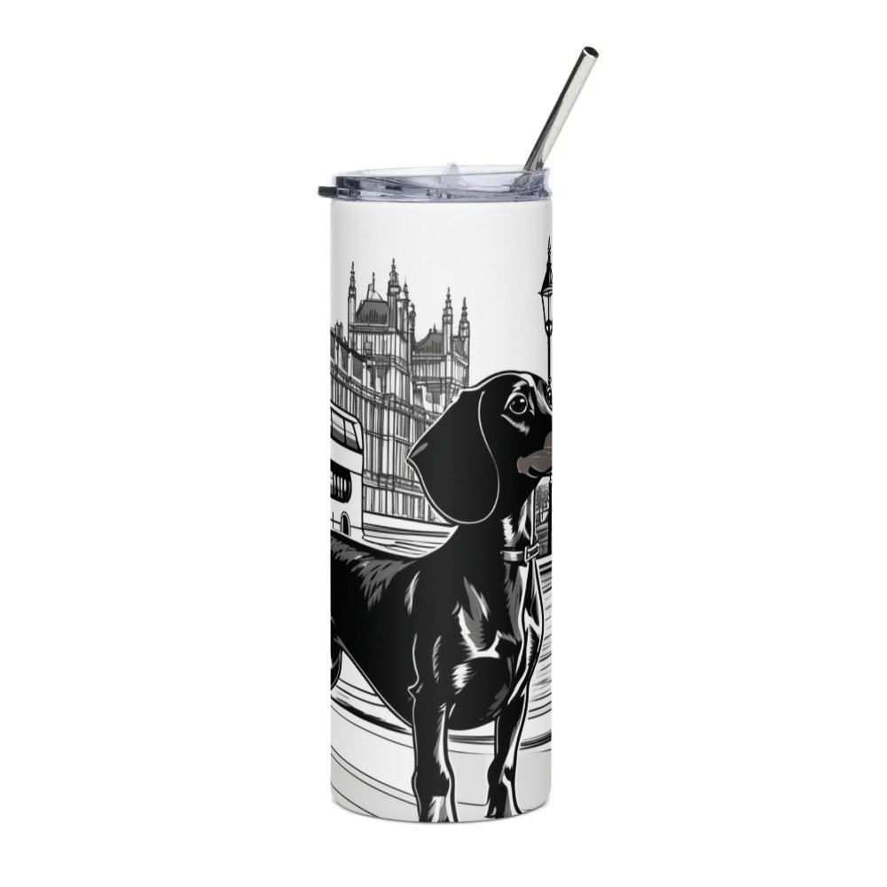 PugMug Custom Black Dachshund Stainless Steel Tumbler