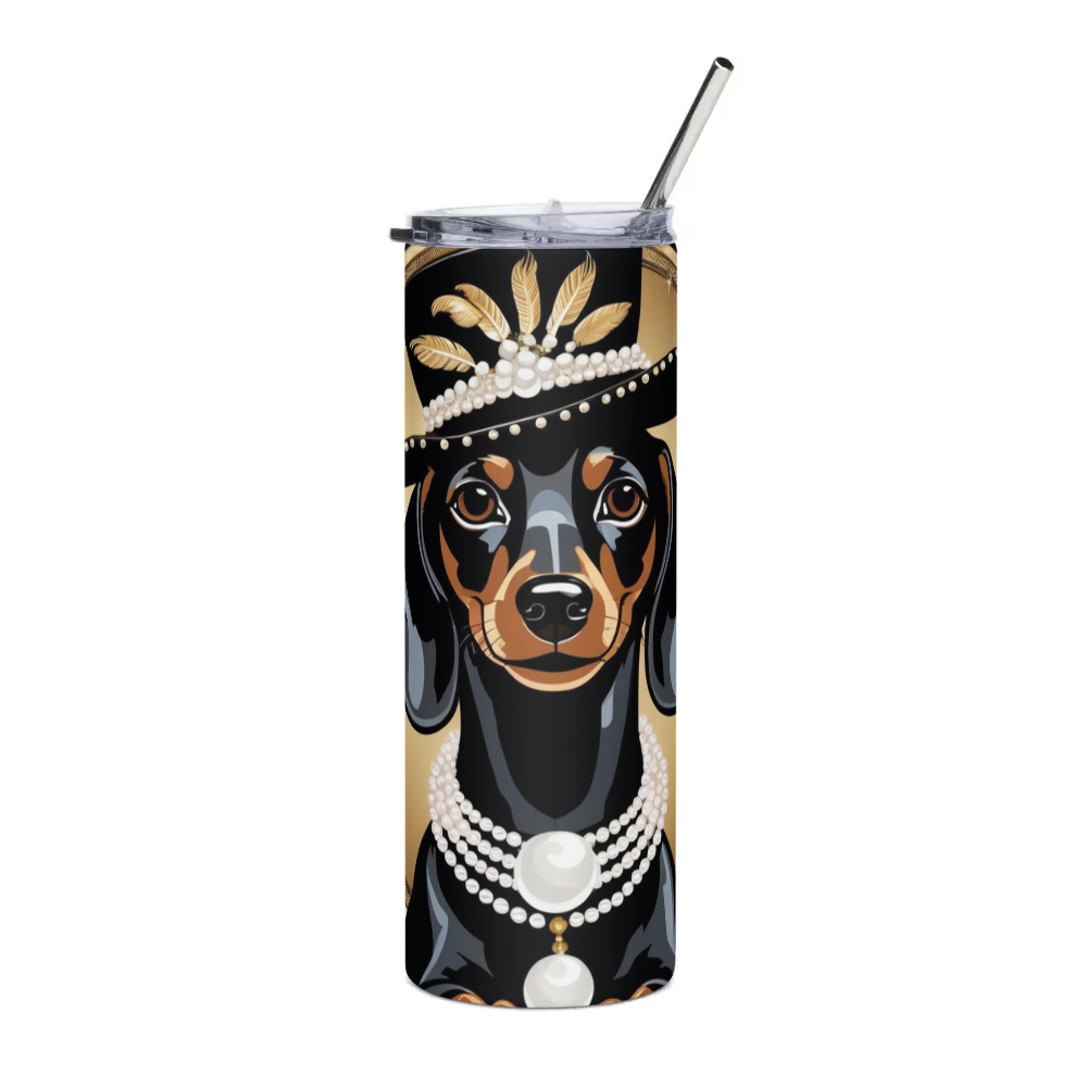 PugMug Custom Black Dachshund Stainless Steel Tumbler