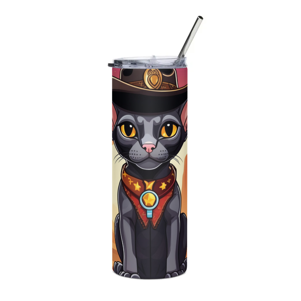 PugMug Custom Black Sphynx Cat Stainless Steel Tumbler