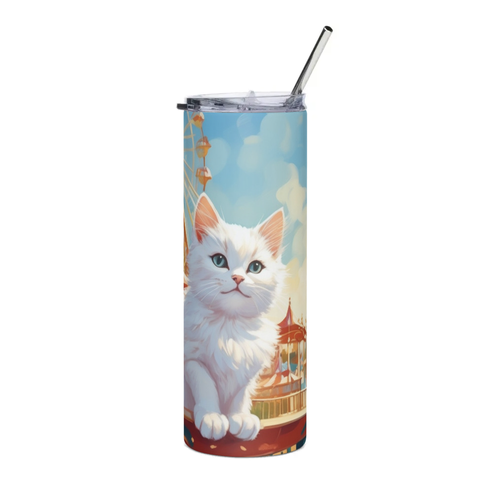 PugMug Custom White Companion Cat Stainless Steel Tumbler