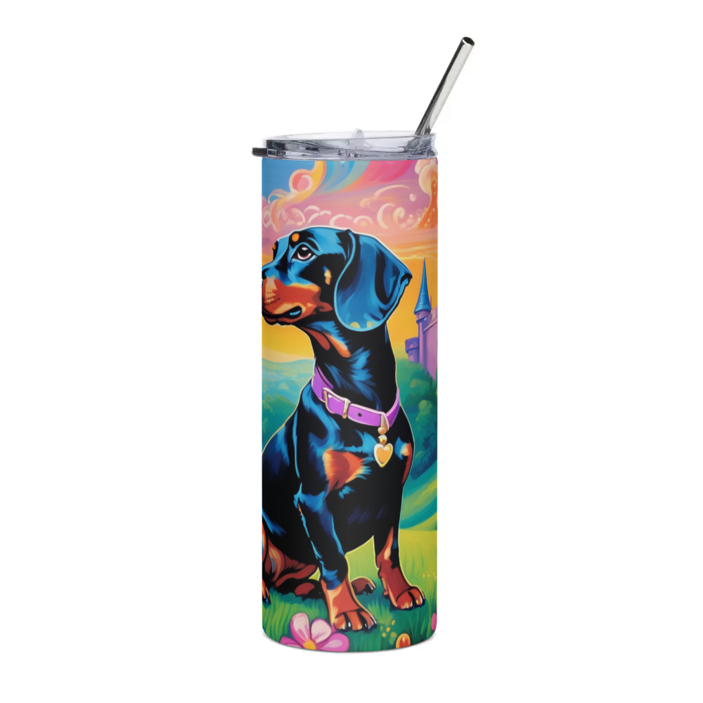 PugMug Custom Black Dachshund Stainless Steel Tumbler