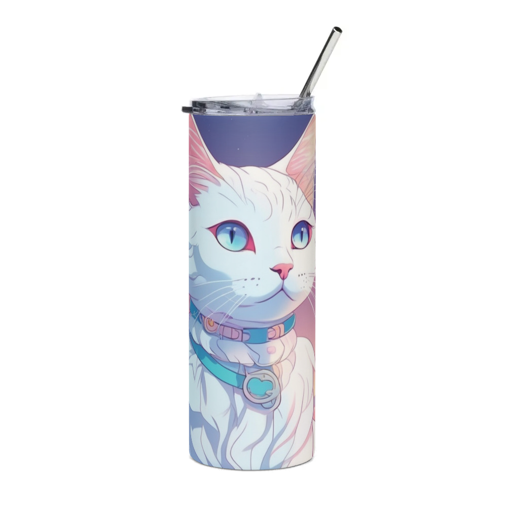 PugMug Custom White Companion Cat Stainless Steel Tumbler