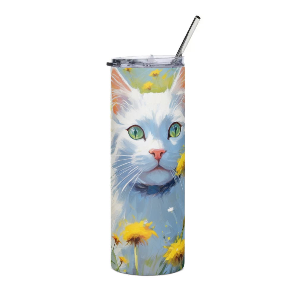 PugMug Custom White Companion Cat Stainless Steel Tumbler