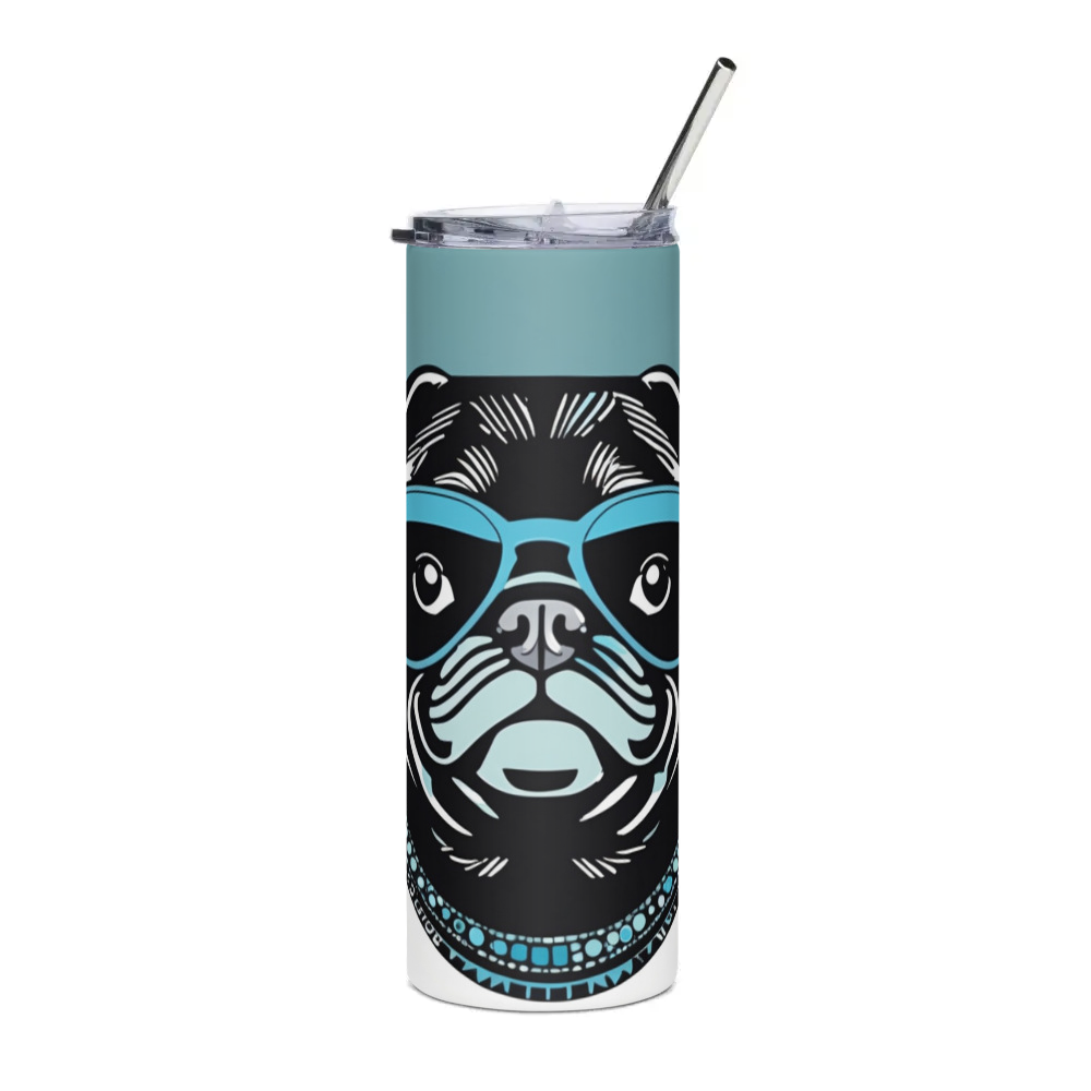 PugMug Custom Black Pug Stainless Steel Tumbler