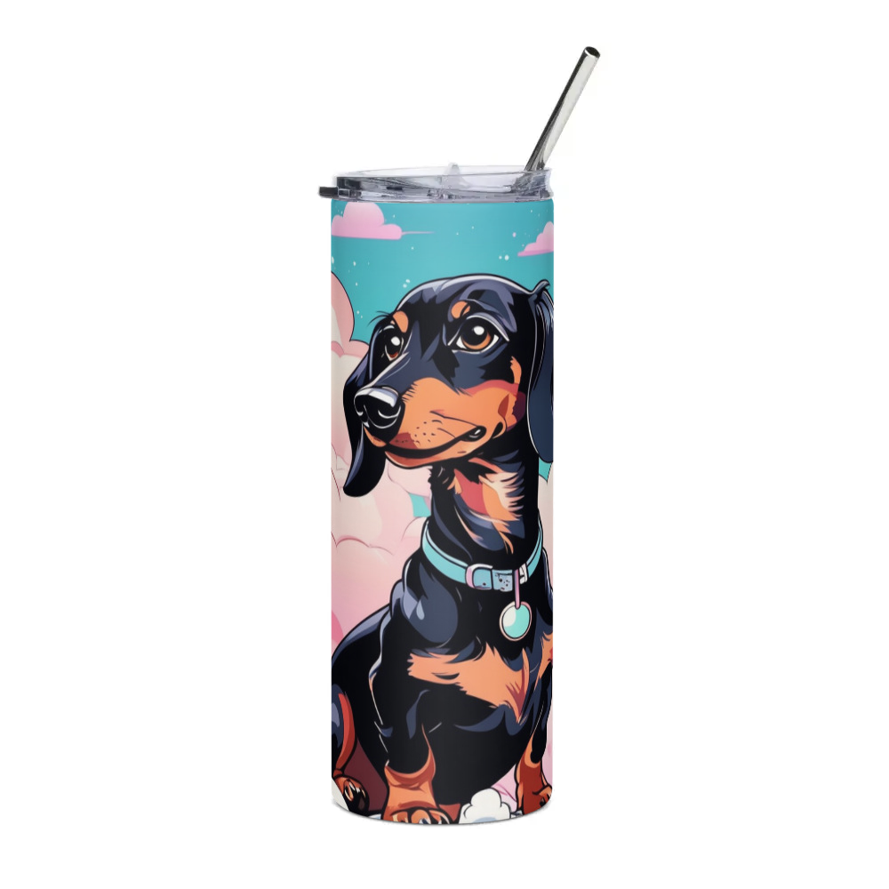 PugMug Custom Black Dachshund Stainless Steel Tumbler