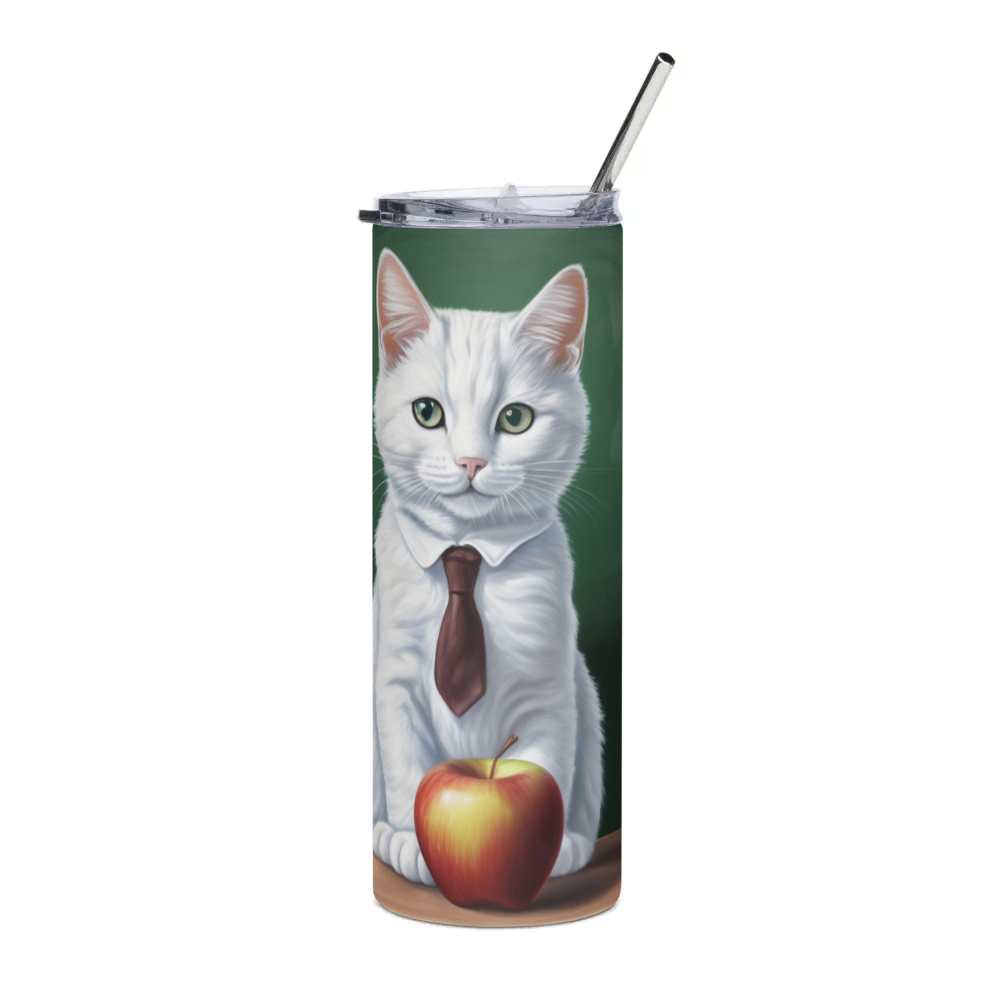 PugMug Custom White Companion Cat Stainless Steel Tumbler