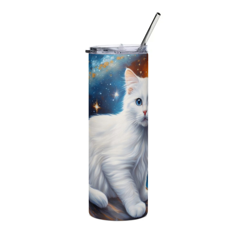 PugMug Custom White Companion Cat Stainless Steel Tumbler
