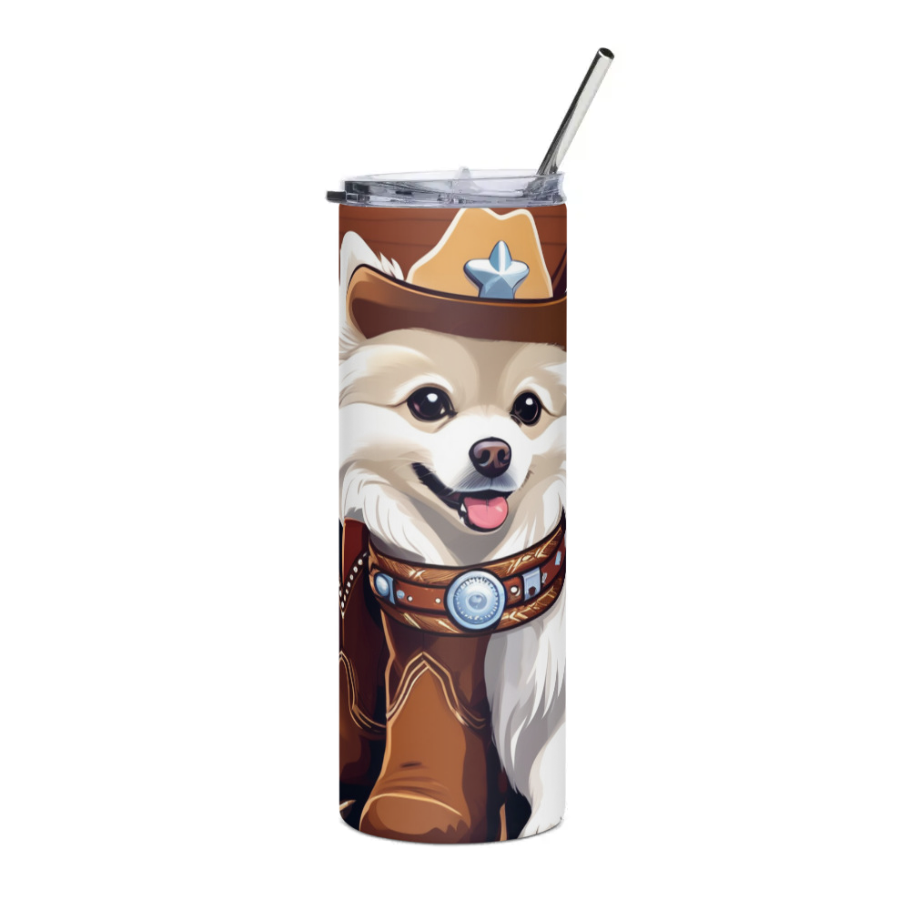 PugMug Custom White Pomeranian Stainless Steel Tumbler