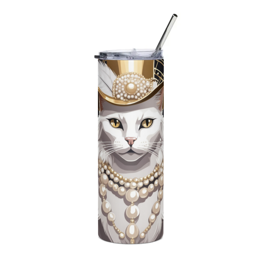 PugMug Custom White Companion Cat Stainless Steel Tumbler