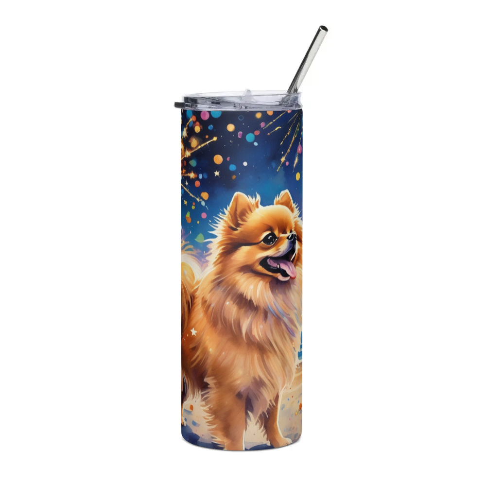 PugMug Custom Tan Pomeranian Stainless Steel Tumbler