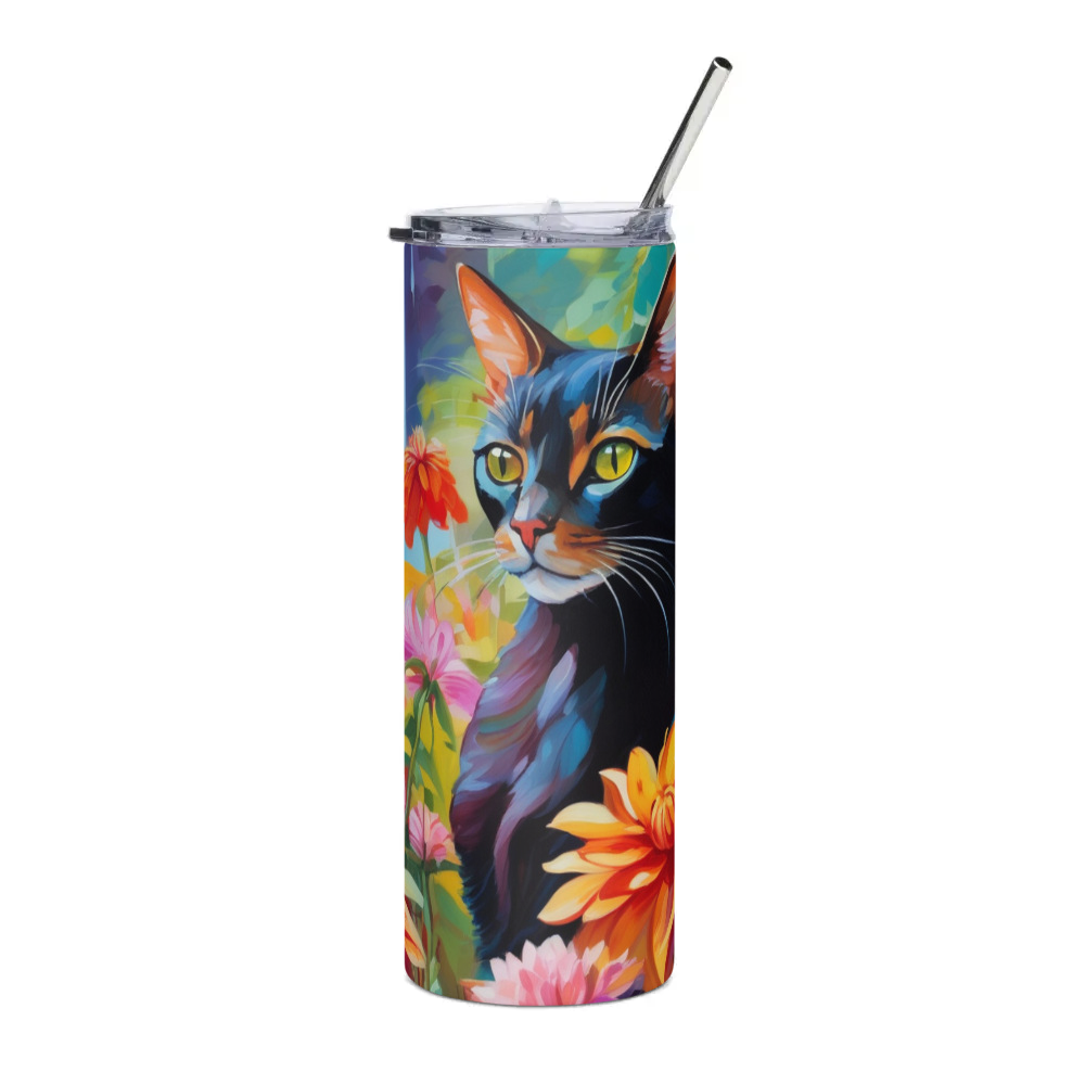PugMug Custom Black Abyssinian Cat Stainless Steel Tumbler