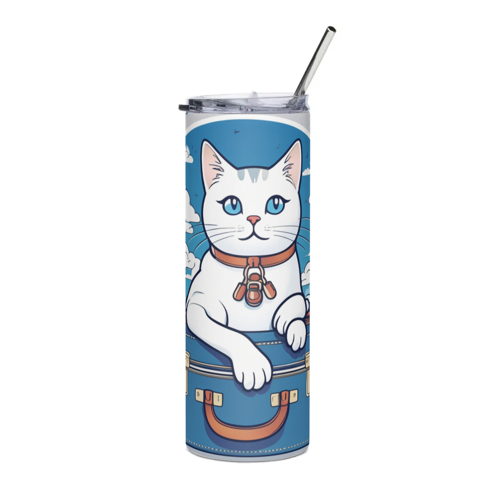 PugMug Custom White Companion Cat Stainless Steel Tumbler
