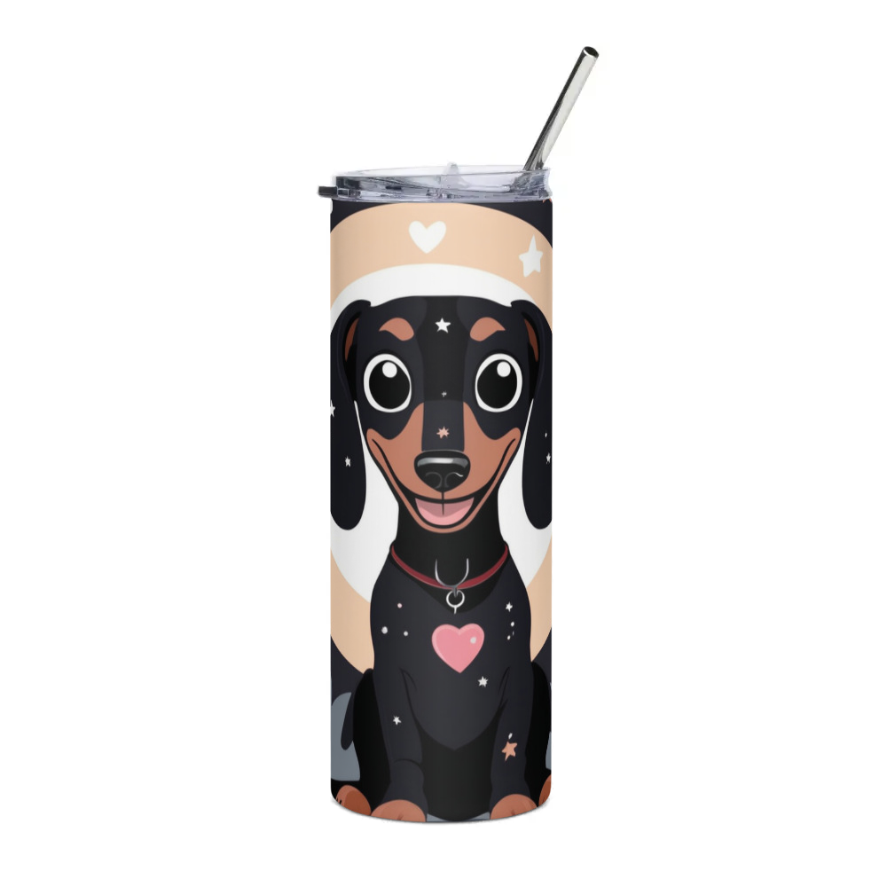 PugMug Custom Black Dachshund Stainless Steel Tumbler