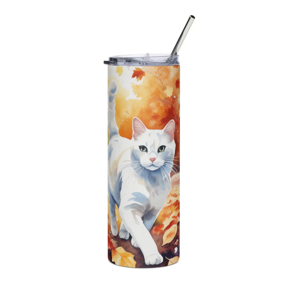 PugMug Custom White Companion Cat Stainless Steel Tumbler