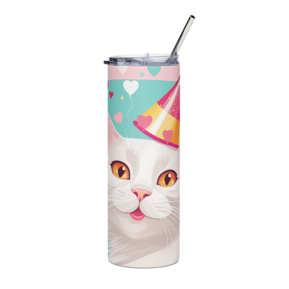 PugMug Custom White Companion Cat Stainless Steel Tumbler