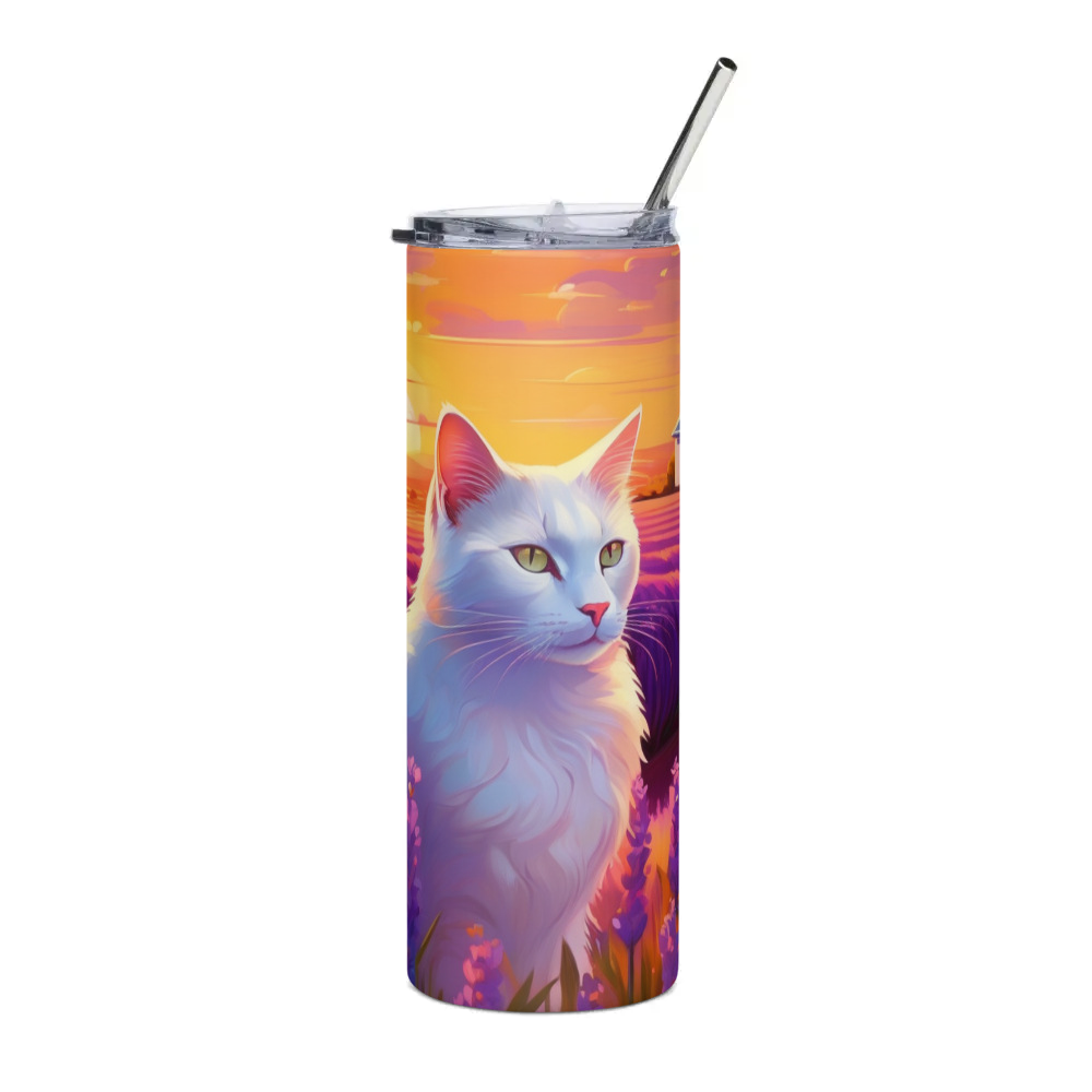 PugMug Custom White Companion Cat Stainless Steel Tumbler