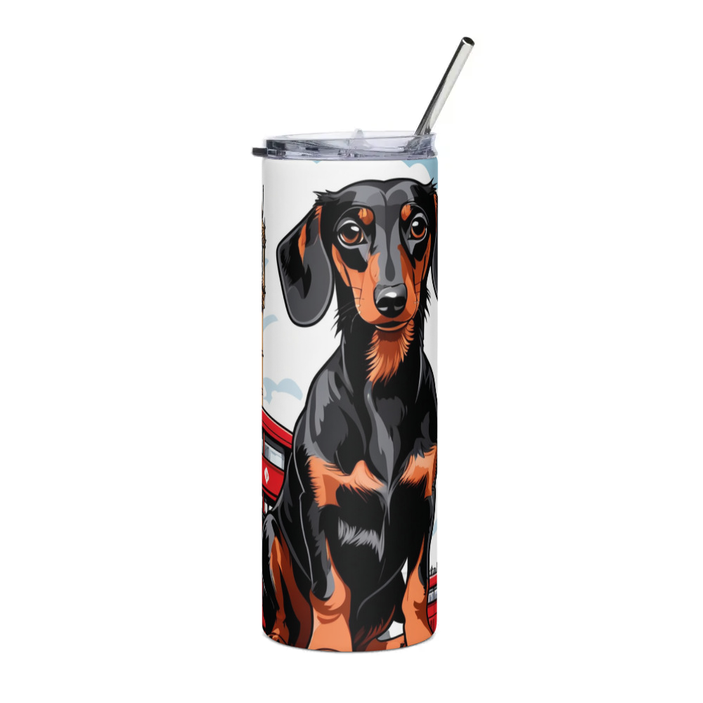PugMug Custom Black Dachshund Stainless Steel Tumbler