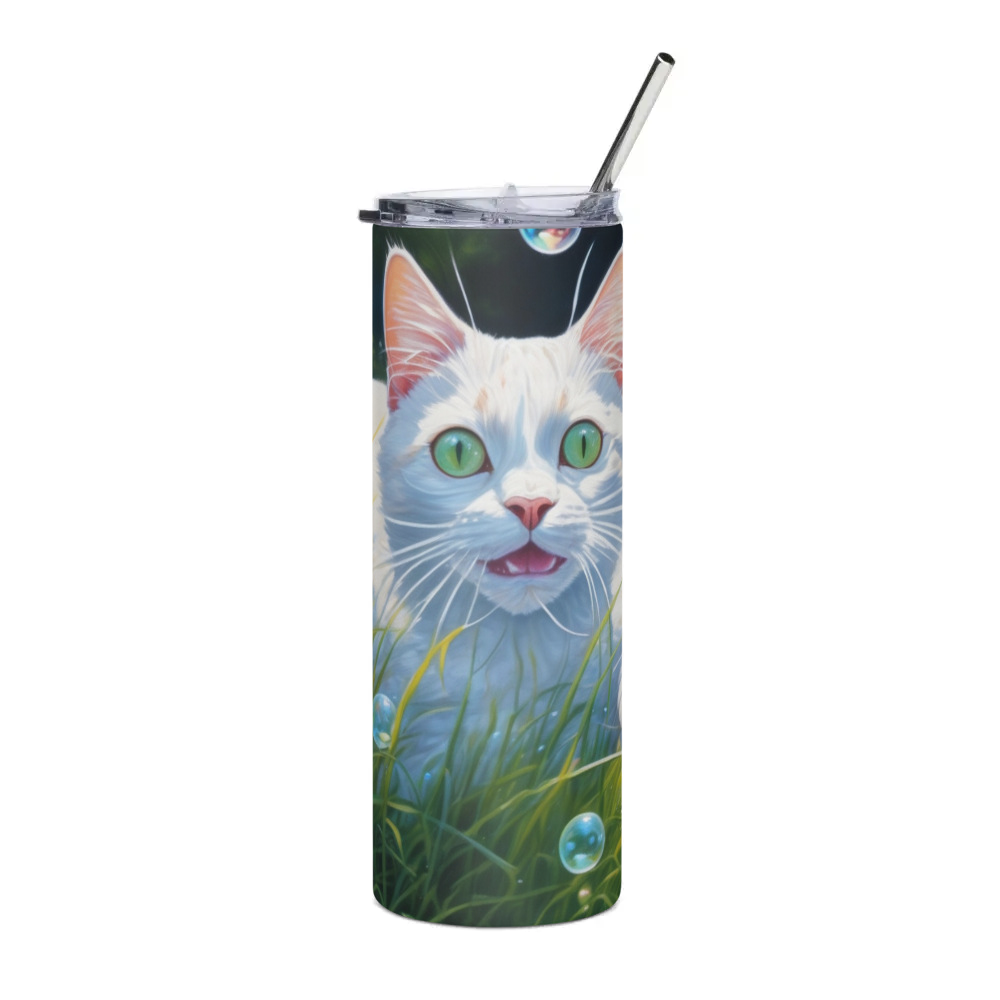PugMug Custom White Companion Cat Stainless Steel Tumbler