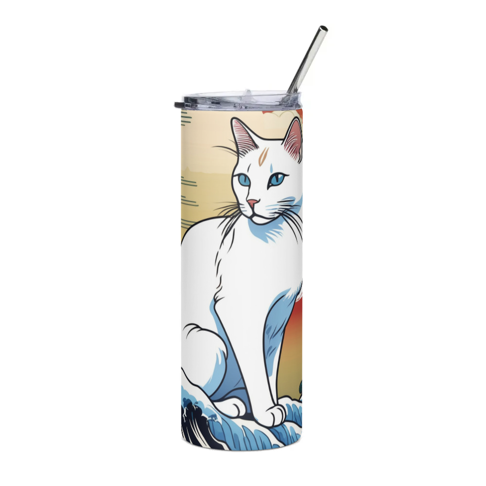 PugMug Custom White Companion Cat Stainless Steel Tumbler