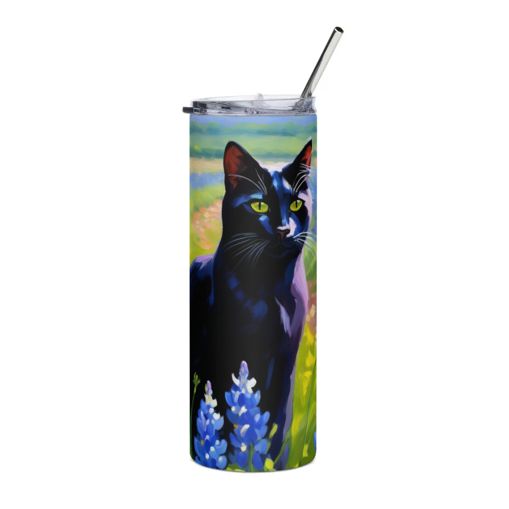 PugMug Custom Black Companion Cat Stainless Steel Tumbler