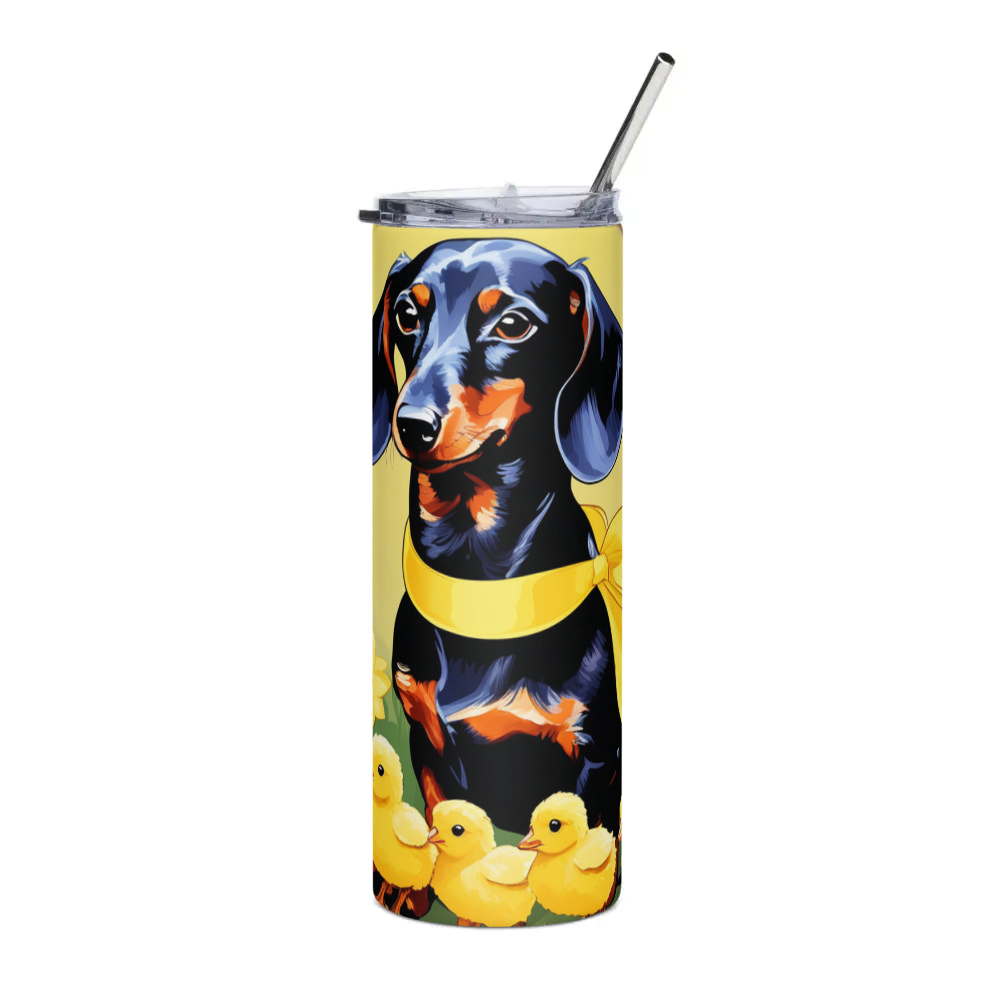 PugMug Custom Black Dachshund Stainless Steel Tumbler