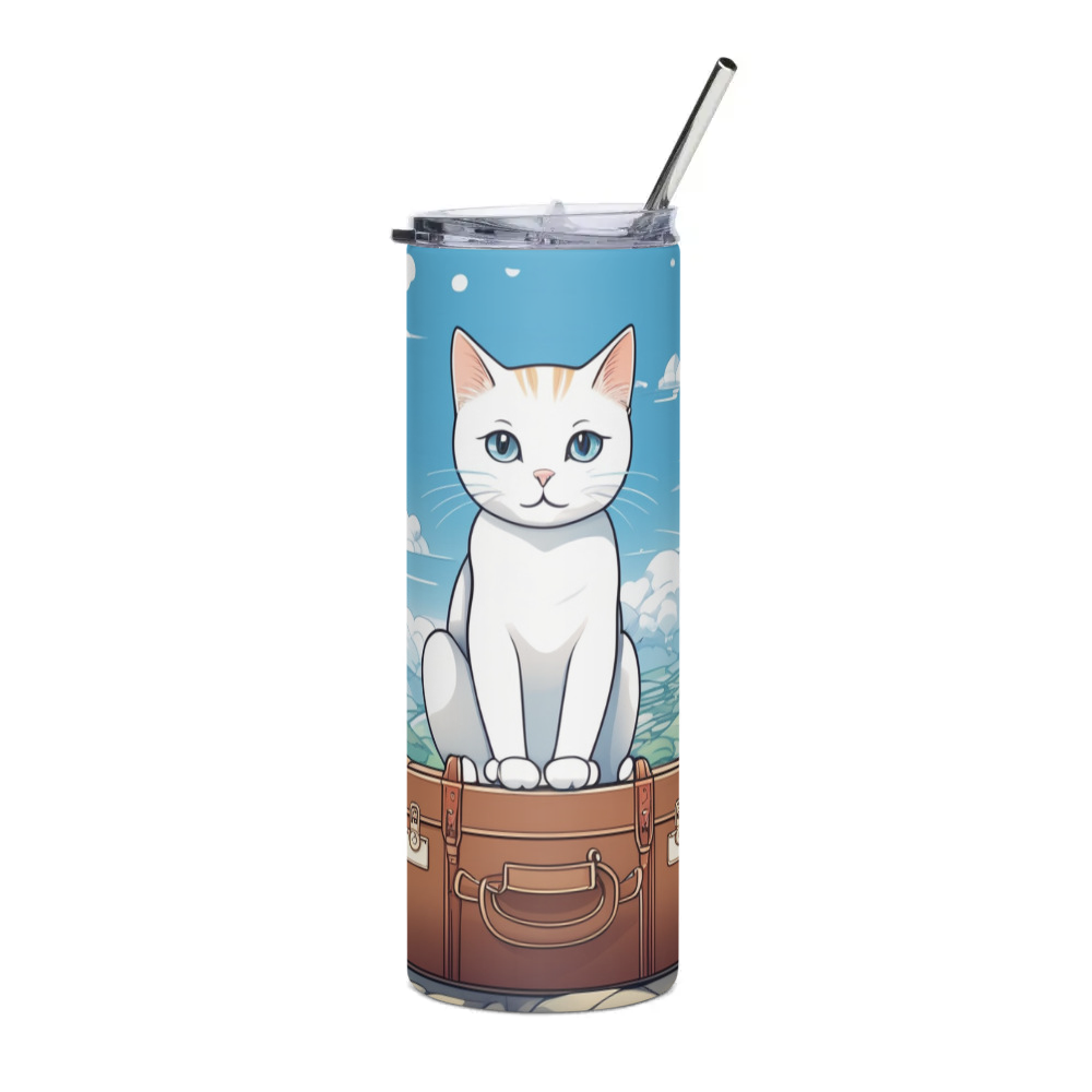 PugMug Custom White Companion Cat Stainless Steel Tumbler