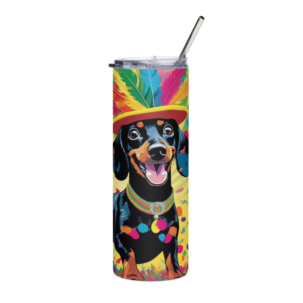 PugMug Custom Black Dachshund Stainless Steel Tumbler