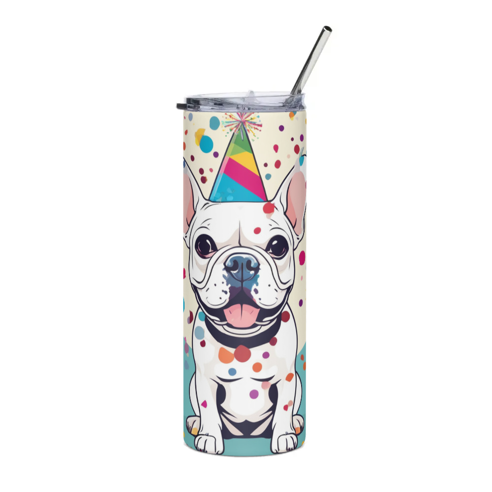 PugMug Custom White French Bulldog Stainless Steel Tumbler