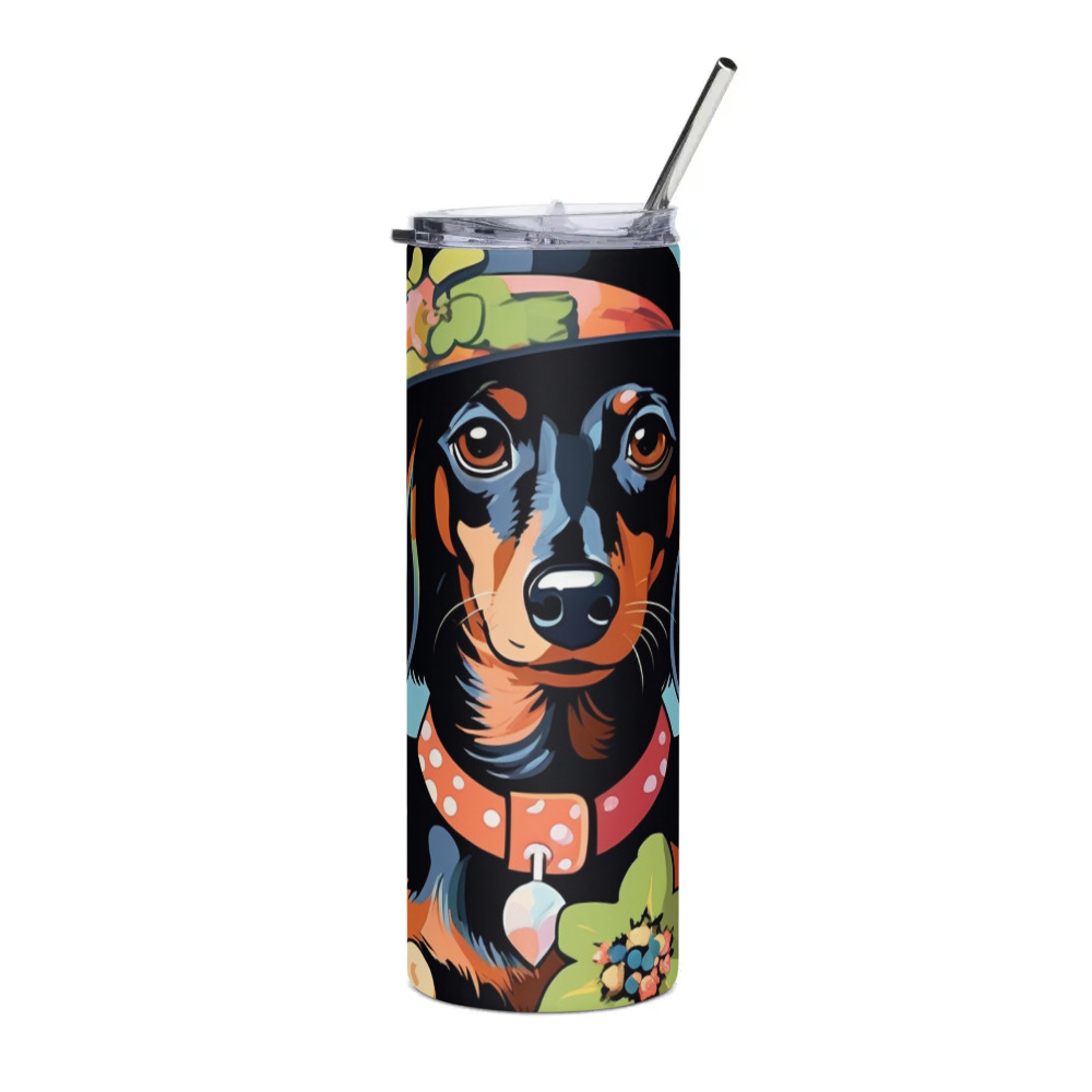 PugMug Custom Black Dachshund Stainless Steel Tumbler