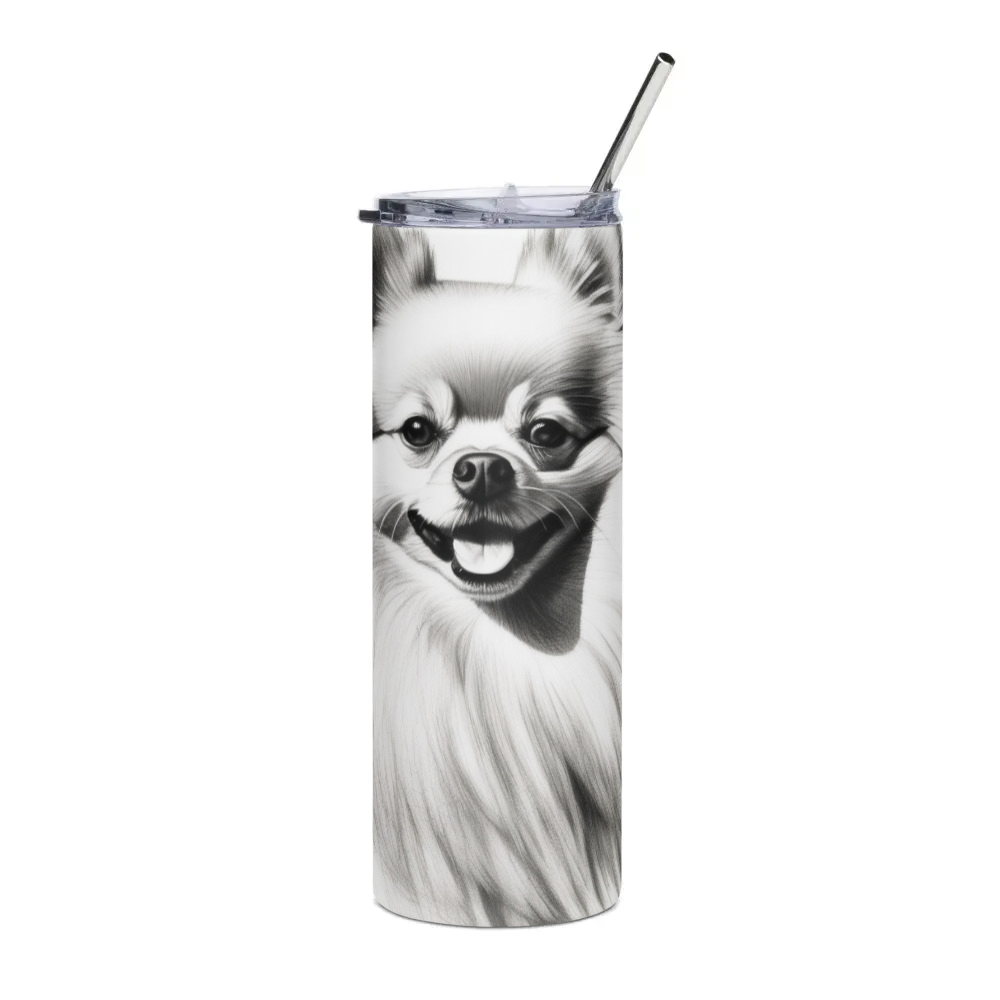 PugMug Custom White Pomeranian Stainless Steel Tumbler