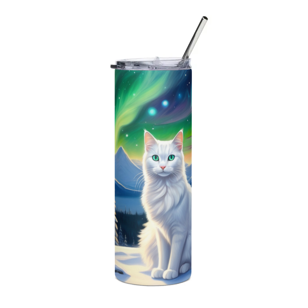 PugMug Custom White Companion Cat Stainless Steel Tumbler