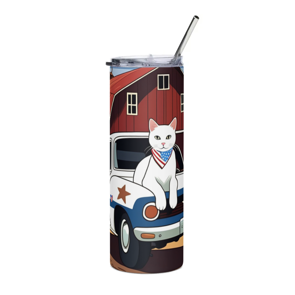 PugMug Custom White Companion Cat Stainless Steel Tumbler