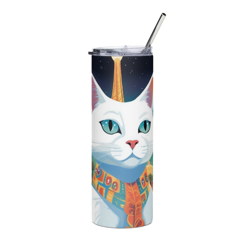 PugMug Custom White Companion Cat Stainless Steel Tumbler