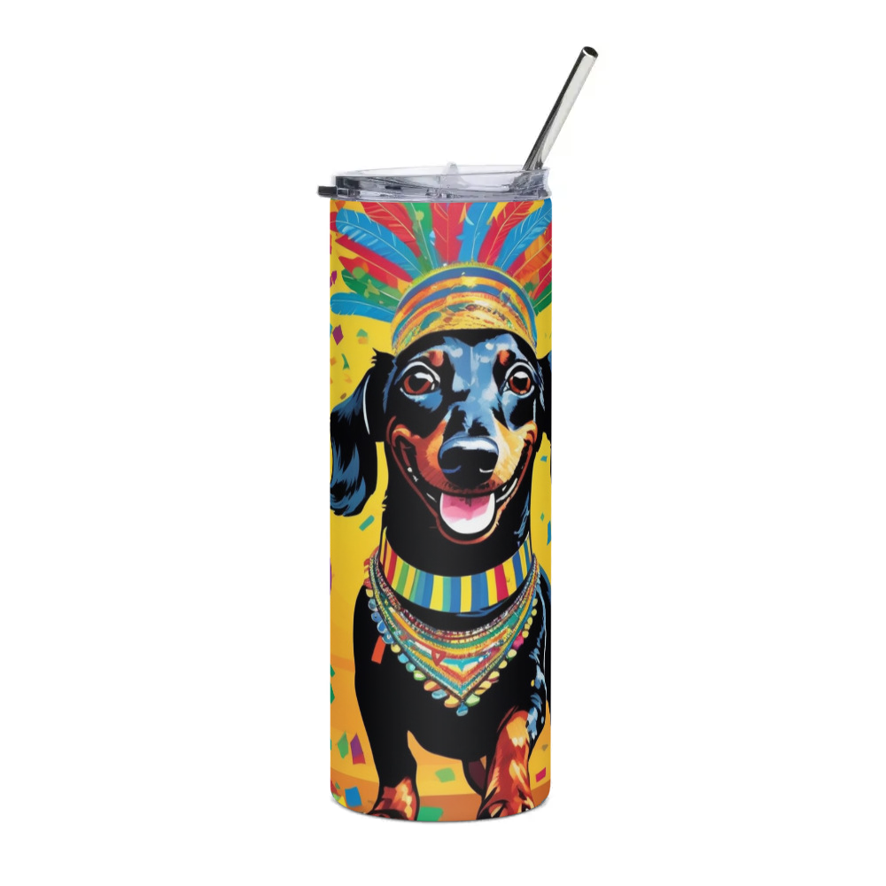 PugMug Custom Black Dachshund Stainless Steel Tumbler