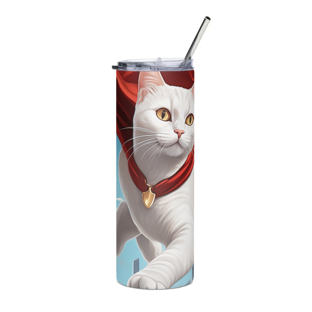 PugMug Custom White Companion Cat Stainless Steel Tumbler