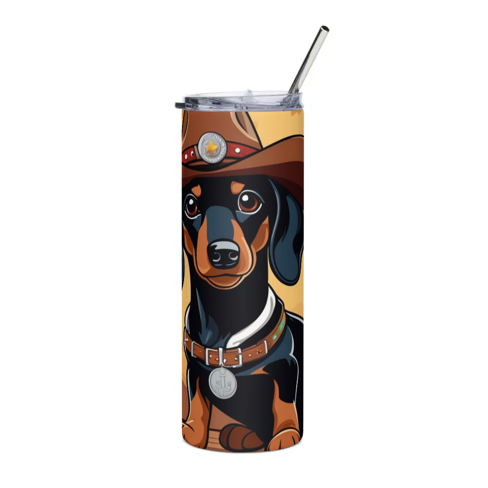 PugMug Custom Black Dachshund Stainless Steel Tumbler