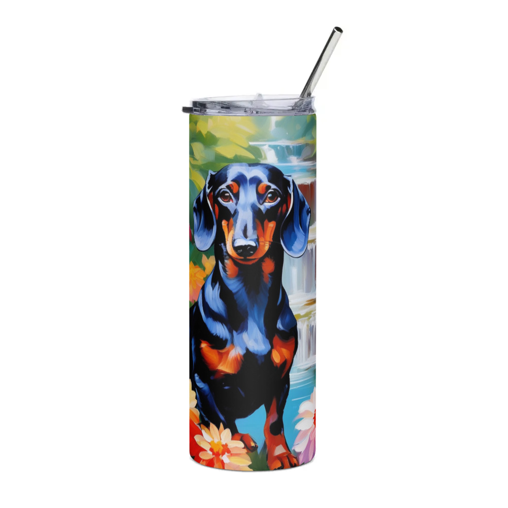PugMug Custom Black Dachshund Stainless Steel Tumbler