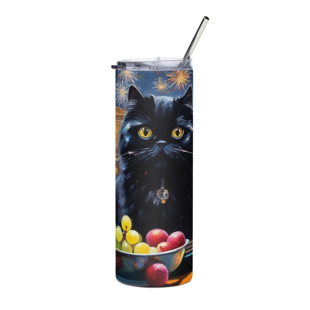 PugMug Custom Black Persian Cat Stainless Steel Tumbler