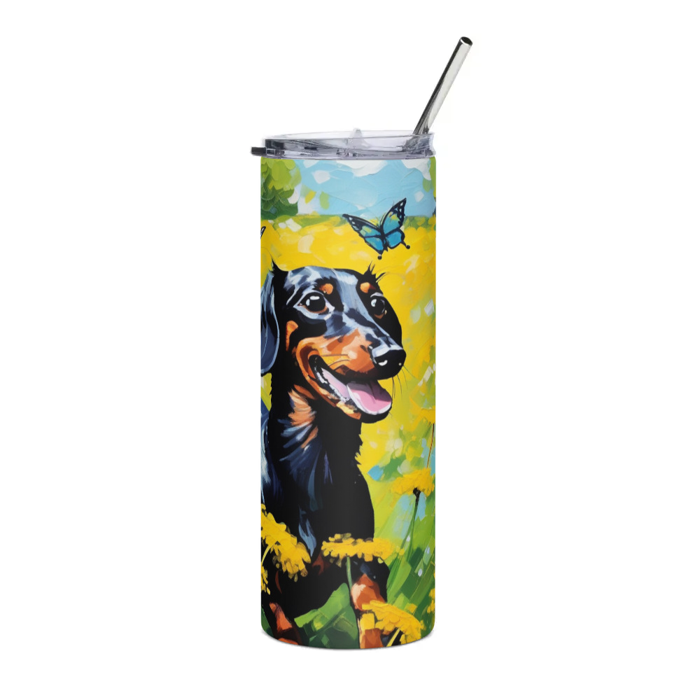 PugMug Custom Black Dachshund Stainless Steel Tumbler