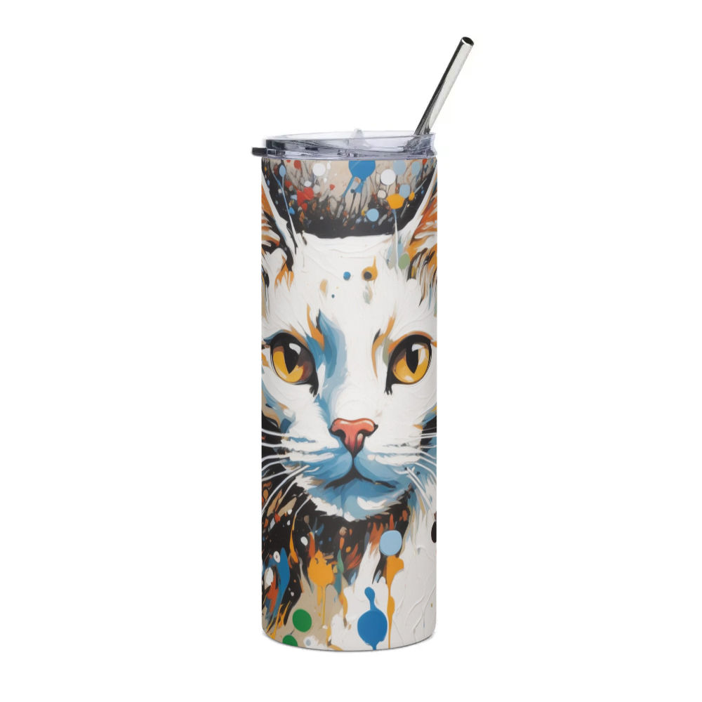 PugMug Custom White Companion Cat Stainless Steel Tumbler