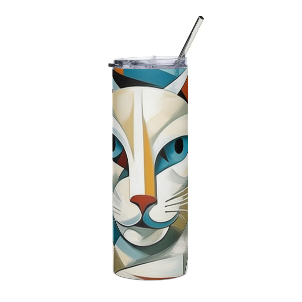 PugMug Custom White Companion Cat Stainless Steel Tumbler
