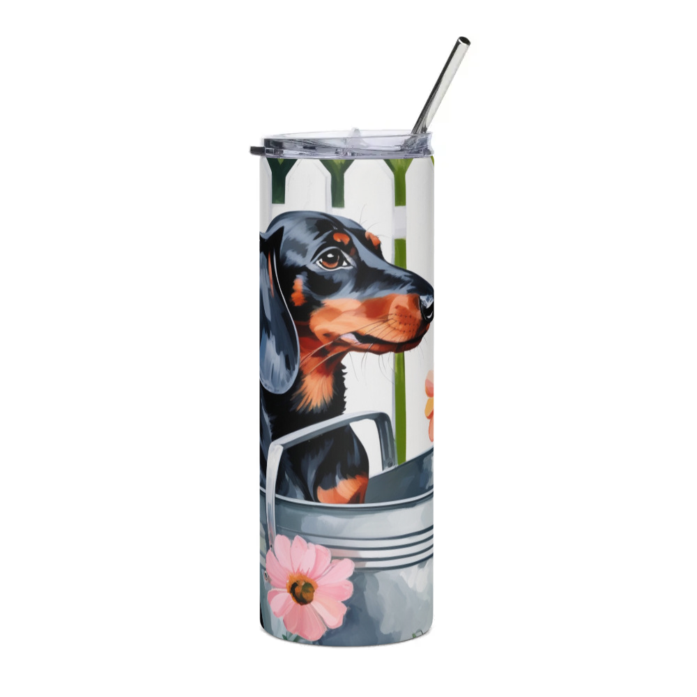 PugMug Custom Black Dachshund Stainless Steel Tumbler