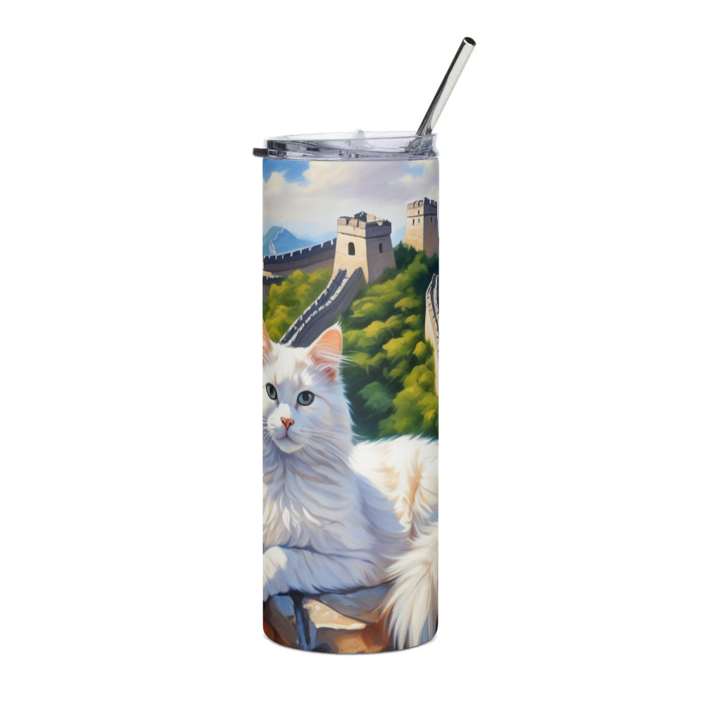 PugMug Custom White Companion Cat Stainless Steel Tumbler