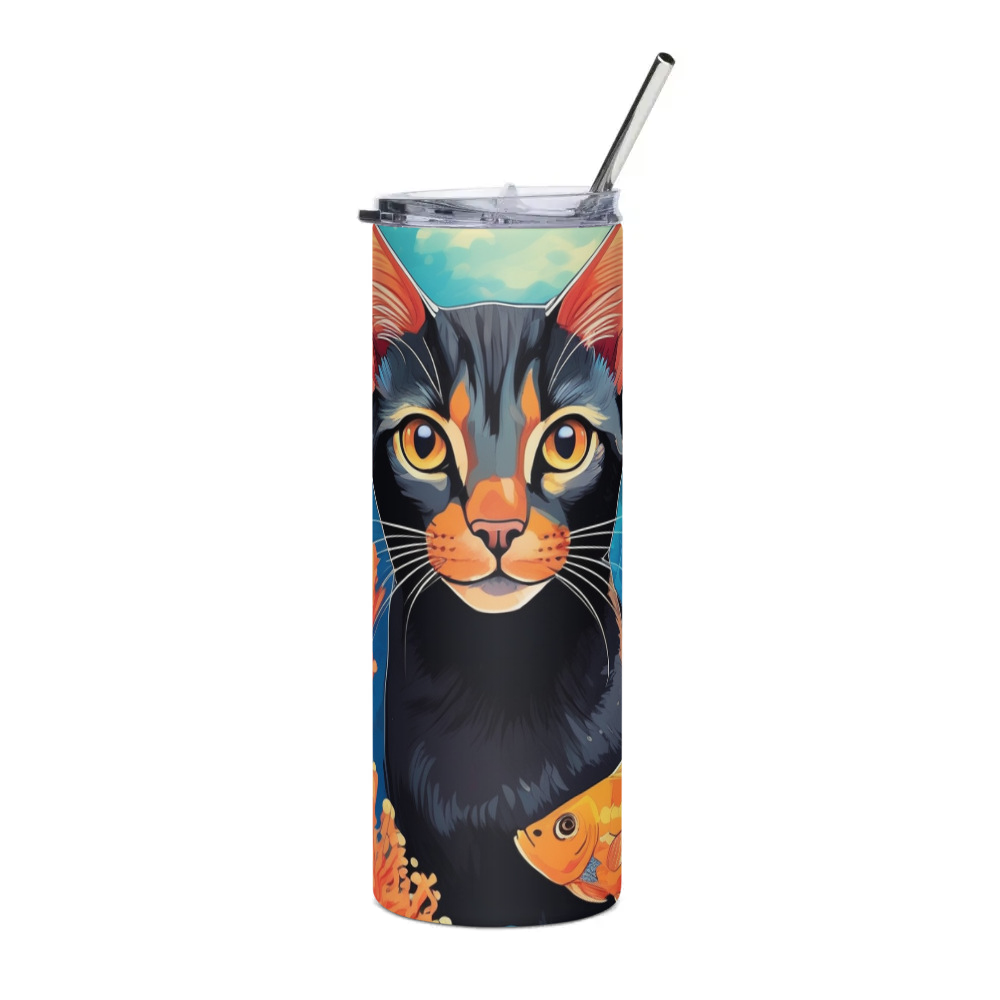 PugMug Custom Black Abyssinian Cat Stainless Steel Tumbler