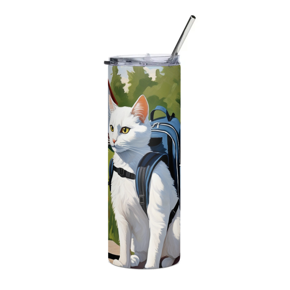 PugMug Custom White Companion Cat Stainless Steel Tumbler